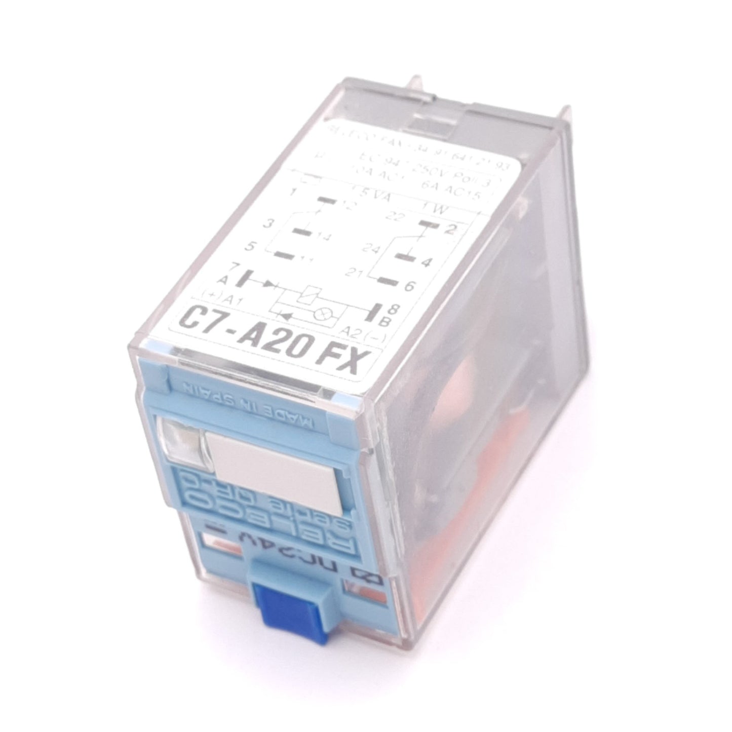 Used Releco C7-A20 FX 024VDC Ice Cube Plus Relay, 8-Pin, 240VAC/30VDC Max, 24VDC Coil