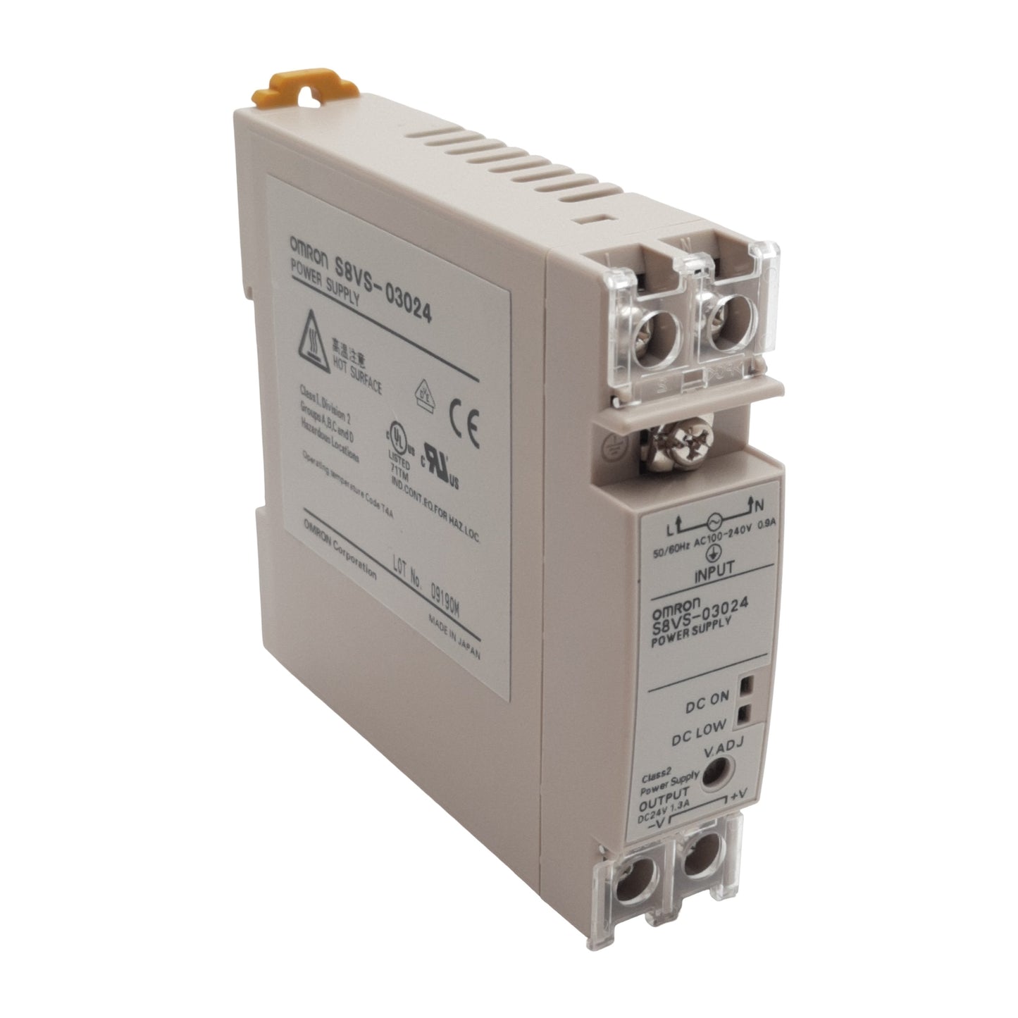 Used Omron S8VS-03024/ED2 Power Supply, 100-240VAC In, 24VDC 1.3A Out, DIN Rail Mount