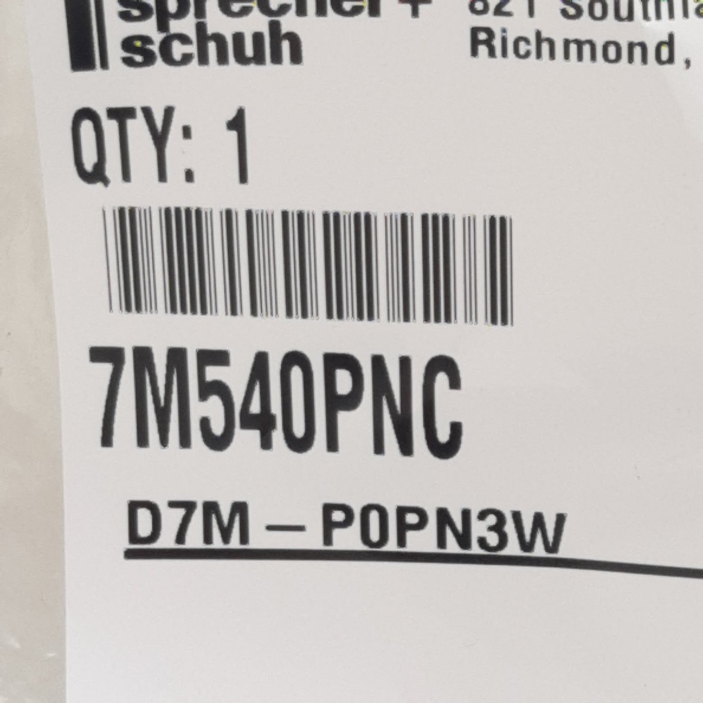 New Sprecher Schuh D7M-P0PN3W Illuminated Pushbutton, Amber, 22mm, 24VDC LED