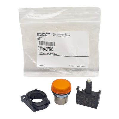 New Sprecher Schuh D7M-P0PN3W Illuminated Pushbutton, Amber, 22mm, 24VDC LED