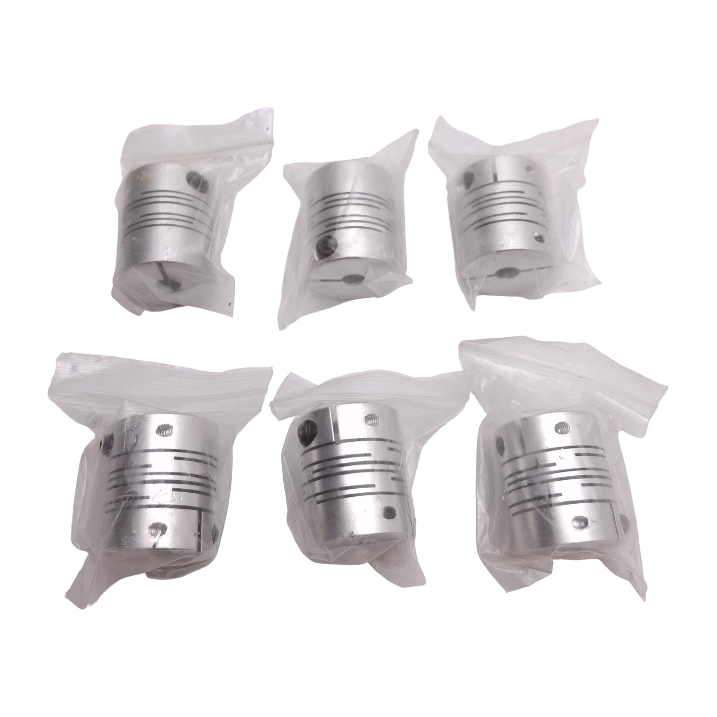 New Lot of 6 Aluminum Flexible Shaft Coupling, ø6mm & ø1/4in Bores, ø25mm x 30mm