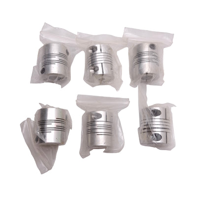 New Lot of 6 Aluminum Flexible Shaft Coupling, ø12mm & ø1/4in Bores, ø25mm x 30mm