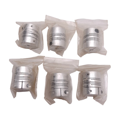 New Lot of 6 Aluminum Flexible Shaft Coupling, ø12mm & ø5mm Bores, ø25mm x 30mm