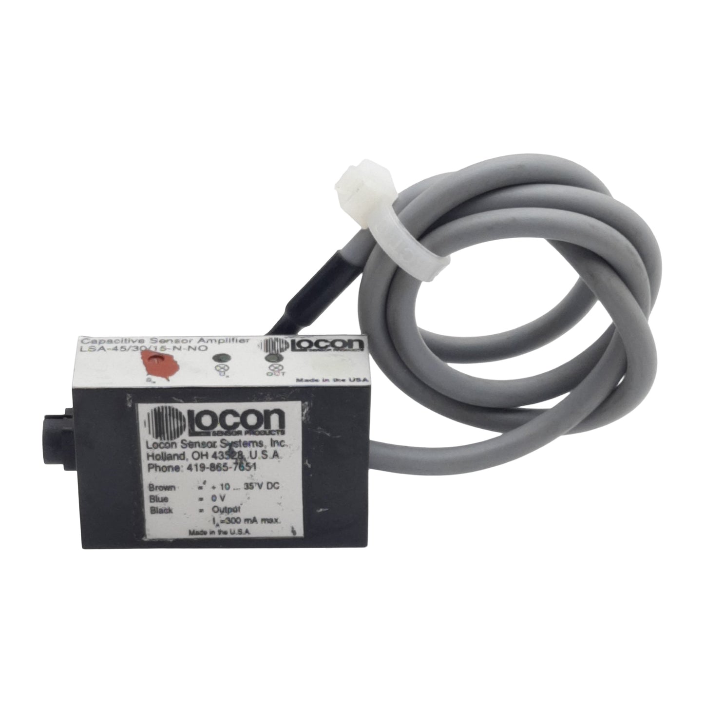 Used Locon LSA-45/30/15-N-NO Capacitive Sensor Amplifier, NPN 300mA, 10-35VDC, 19in