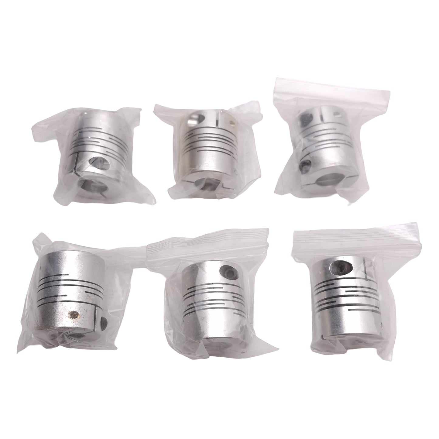 New Lot of 6 Aluminum Flexible Motor Shaft Coupling, ø12mm Bores, ø25mm x 30mm