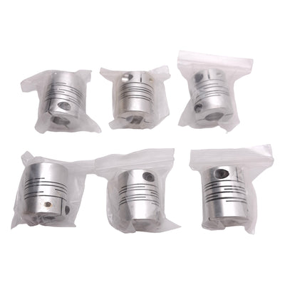 New Lot of 6 Aluminum Flexible Motor Shaft Coupling, ø12mm Bores, ø25mm x 30mm