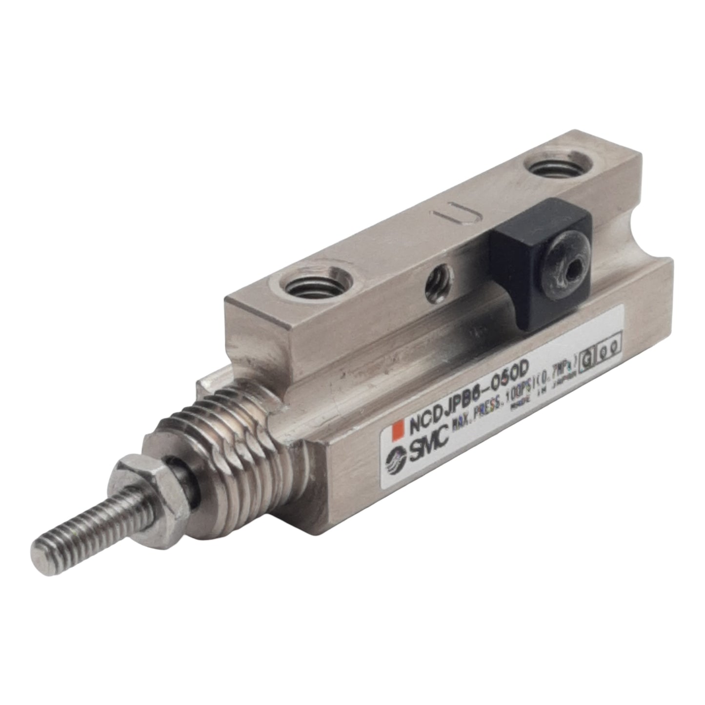 Used SMC NCDJPB6-050D Pneumatic Cylinder, ø1/4in Bore, 1/2in Stroke, 10-32UNF, 100psi