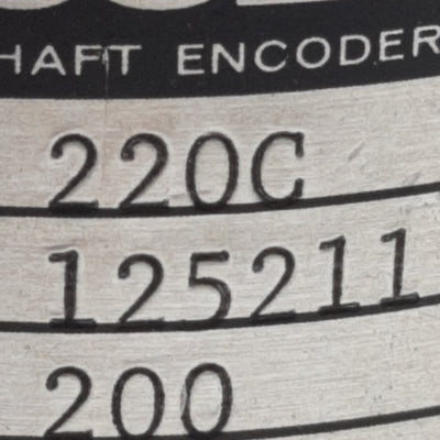 Used Accu-Coder 220C Rotary Encoder 5VDC Input, 200 Pulses Per Rev, ø9.45mm ID