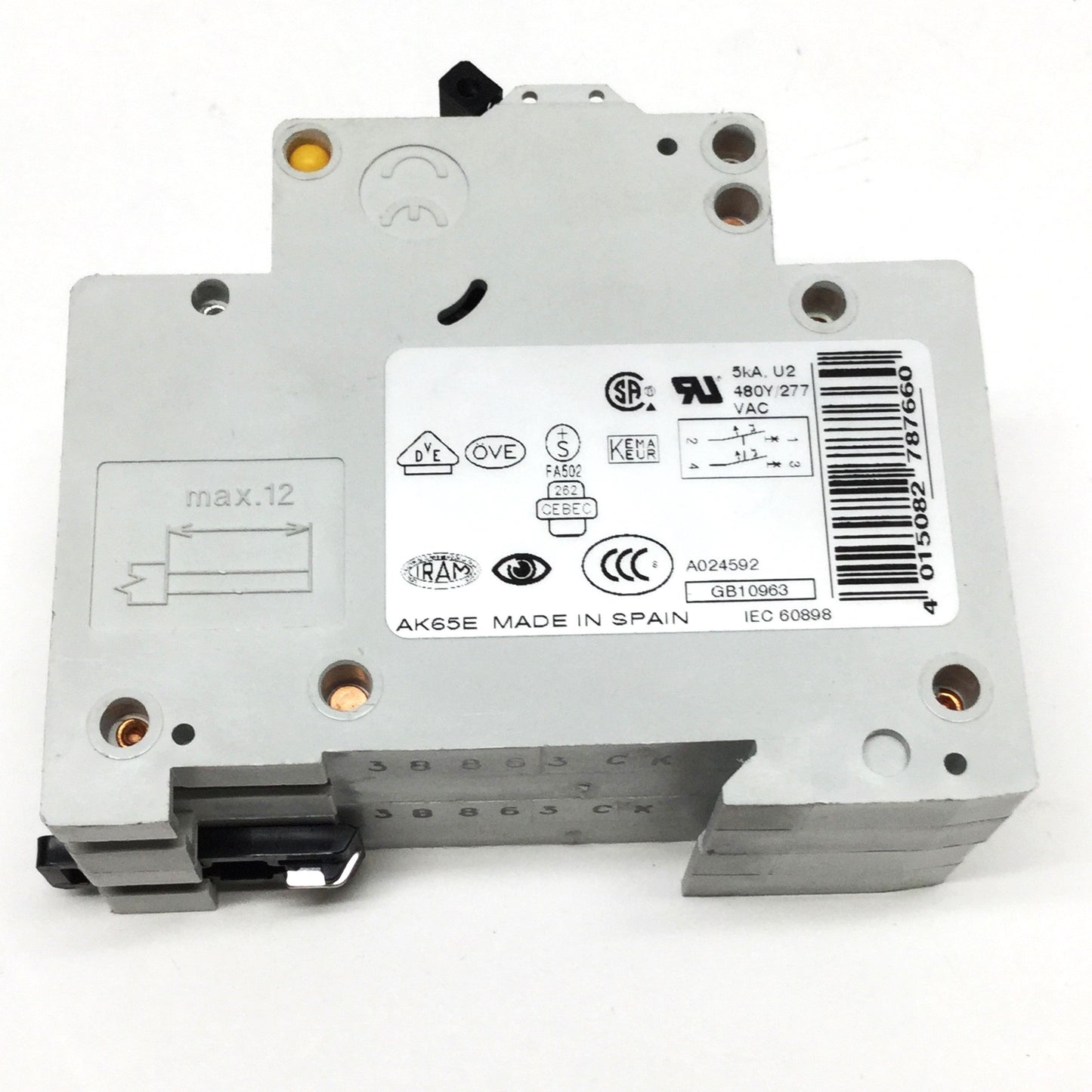 Used Eaton Moeller FAZ-C63/2 Xpole Circuit Breaker 2-Pole, 63A, 415VAC, C-Curve