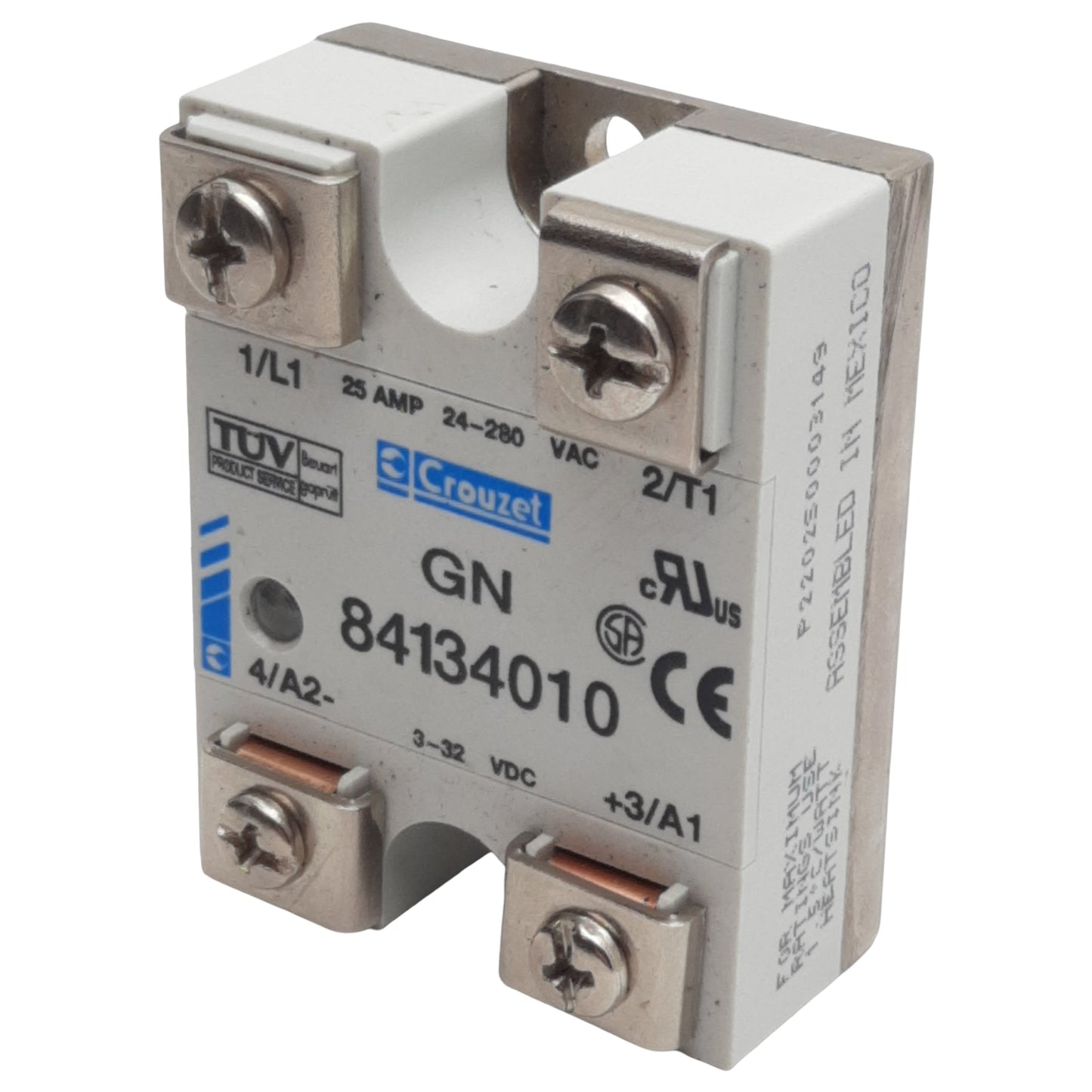 Used Crouzet GN 84134010 Solid-State Relay, 1-Phase, 3-32VDC In, 25A 24-280VAC Out