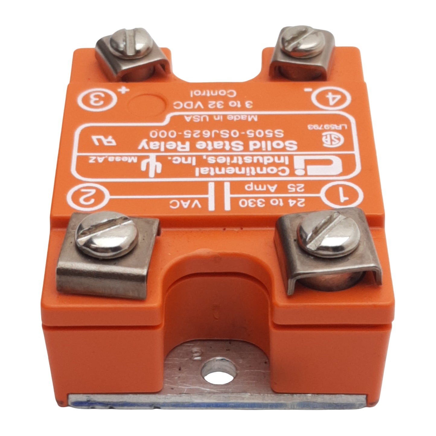 Used Continental S505-0SJ625-000 Solid-State Relay, 3-32VDC In, 25A 24-330VAC Out