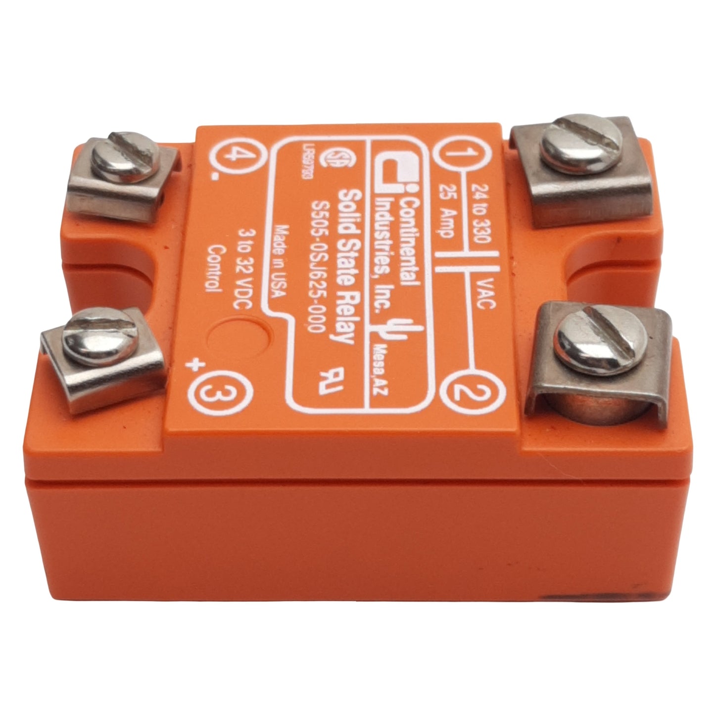 Used Continental S505-0SJ625-000 Solid-State Relay, 3-32VDC In, 25A 24-330VAC Out