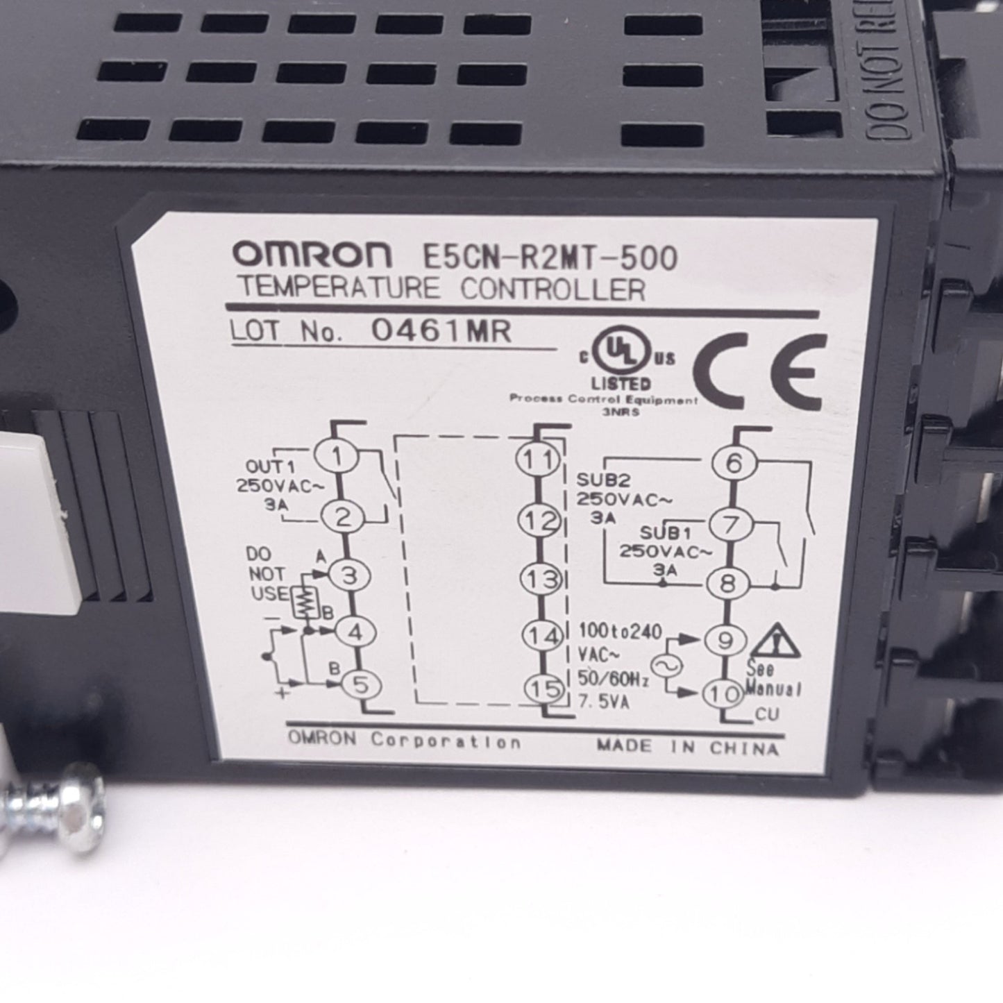 Used Omron E5CN-R2MT-500 PID Temperature Controller, Universal, Relay Out, 100-240VAC
