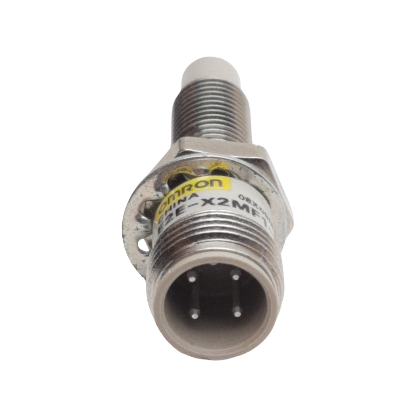 Used Omron E2E-X2MF1-M1 Proximity Sensor, PNP NO, 2mm Range, 12-24VDC, 4-Pin M12