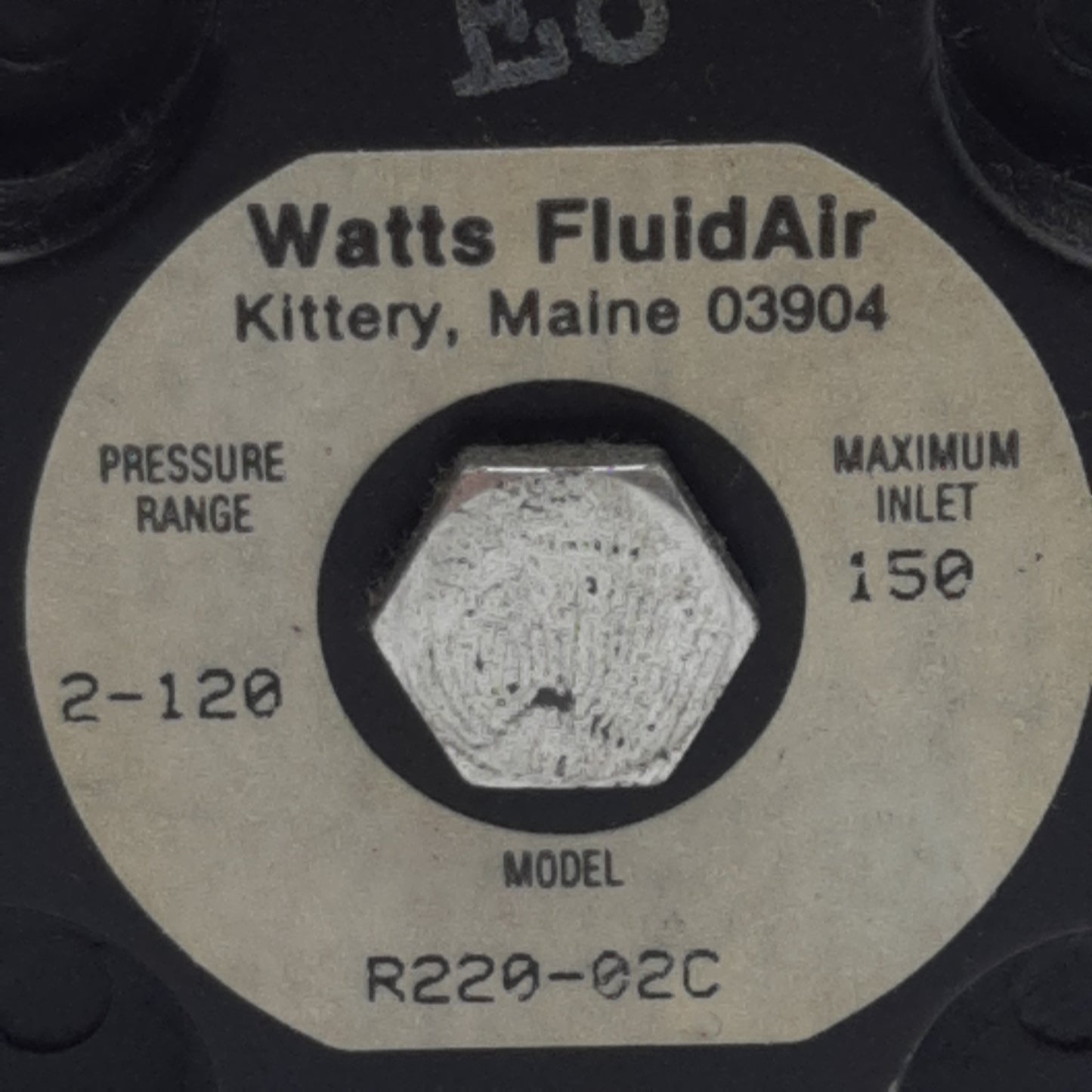 Used Watts FluidAir R220-02C Pneumatic Regulator, 2-120psi Set, 150psi Max, 1/4in NPT