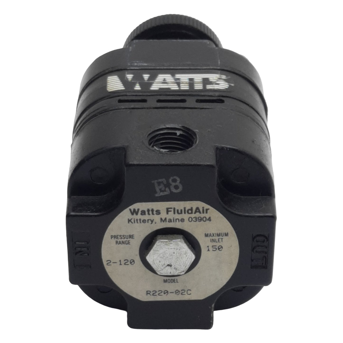 Used Watts FluidAir R220-02C Pneumatic Regulator, 2-120psi Set, 150psi Max, 1/4in NPT