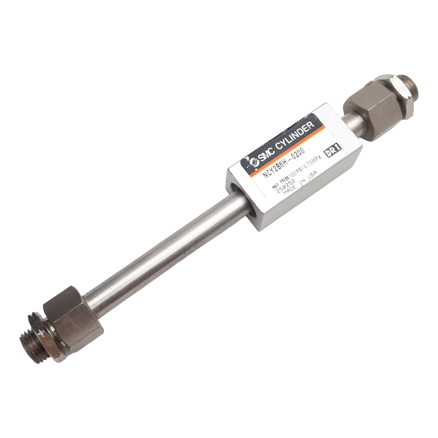 Used SMC NCY2B6H-0200 Rodless Guided Cylinder, ø6mm Bore, 50mm Stroke, #10-32, 100psi