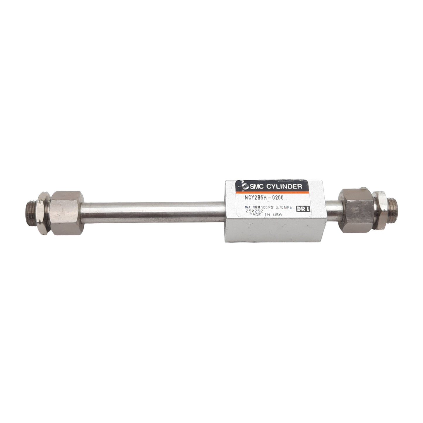 Used SMC NCY2B6H-0200 Rodless Guided Cylinder, ø6mm Bore, 50mm Stroke, #10-32, 100psi