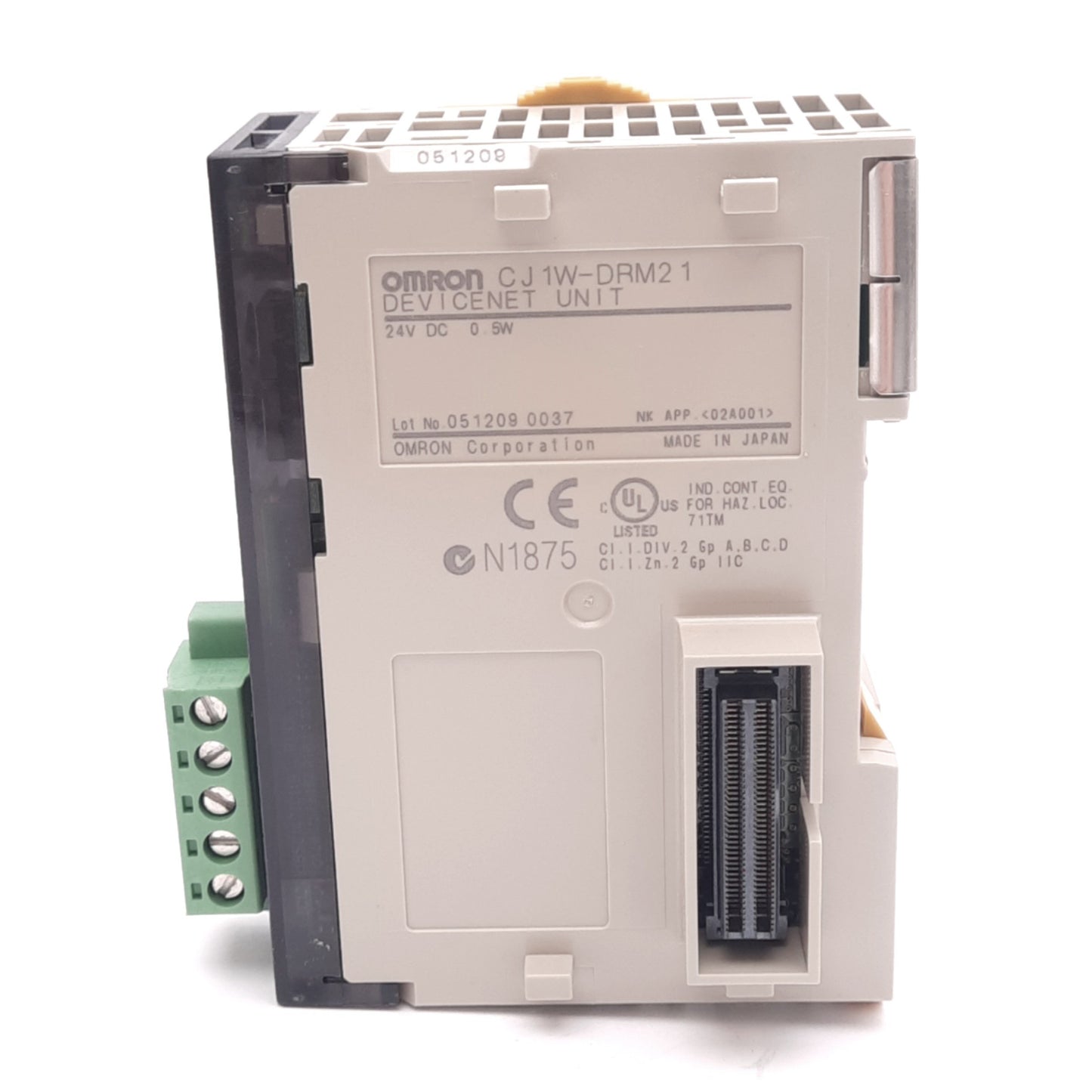 Used Omron CJ1W-DRM21 DeviceNet Unit, 4 Universal Input, 500Kbps, 64 Nodes Max, 24VDC