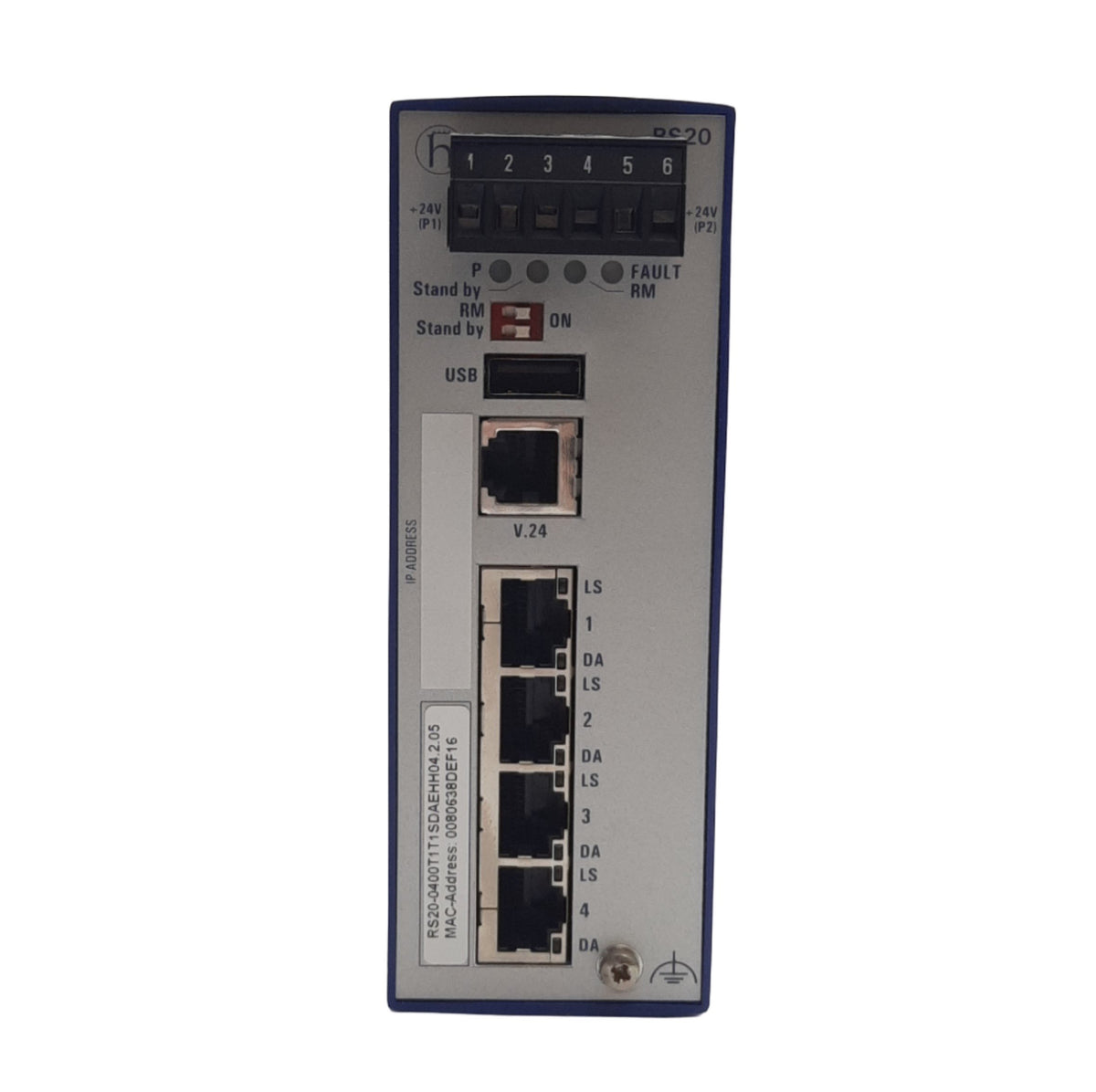 Used Hirschmann RS20-0400T1T1SDAEHH04.2.05 Din Rail Ethernet Switch 4 Ports 10/100