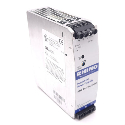New – Open box Automation Direct PSH-24-120 RHINO Power Supply, 100-240VAC In, 24VDC Out, 120W