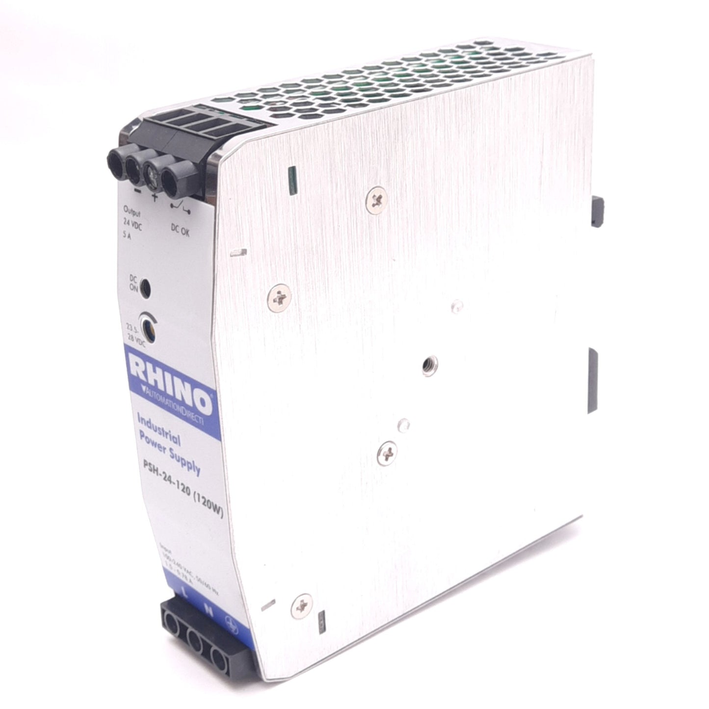 New – Open box Automation Direct PSH-24-120 RHINO Power Supply, 100-240VAC In, 24VDC Out, 120W
