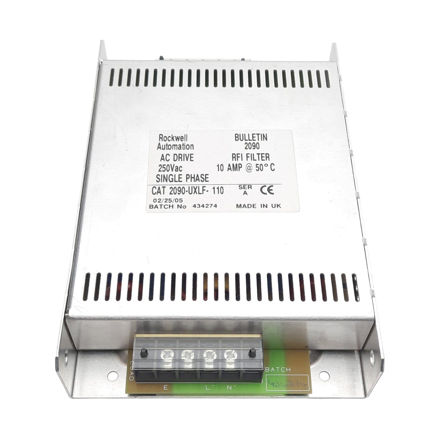 Used Allen Bradley 2090-UXLF-110 Rockwell Automation AC Line Filter, 1PH, 10A 250VAC