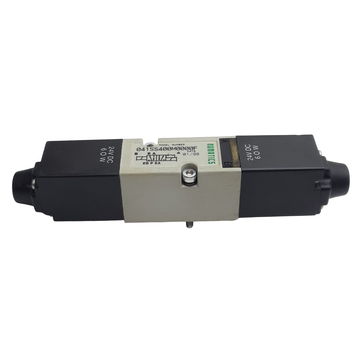 Used Numatics 041SS400M0000F Solenoid Valve, 3/4-Way, 1/8in G-Tap, 10bar, 24VDC Coil