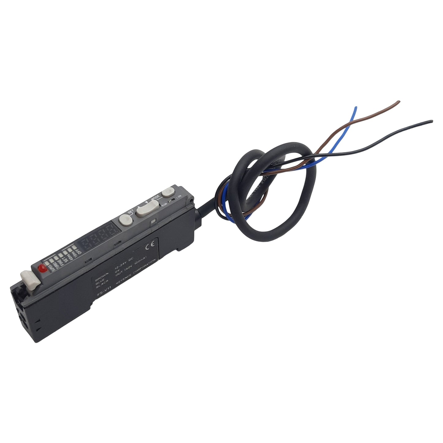 Used Keyence FS-V11 Fiber Optic Sensor Amplifier, NPN, 250µs RT, 12-24VDC 50mA