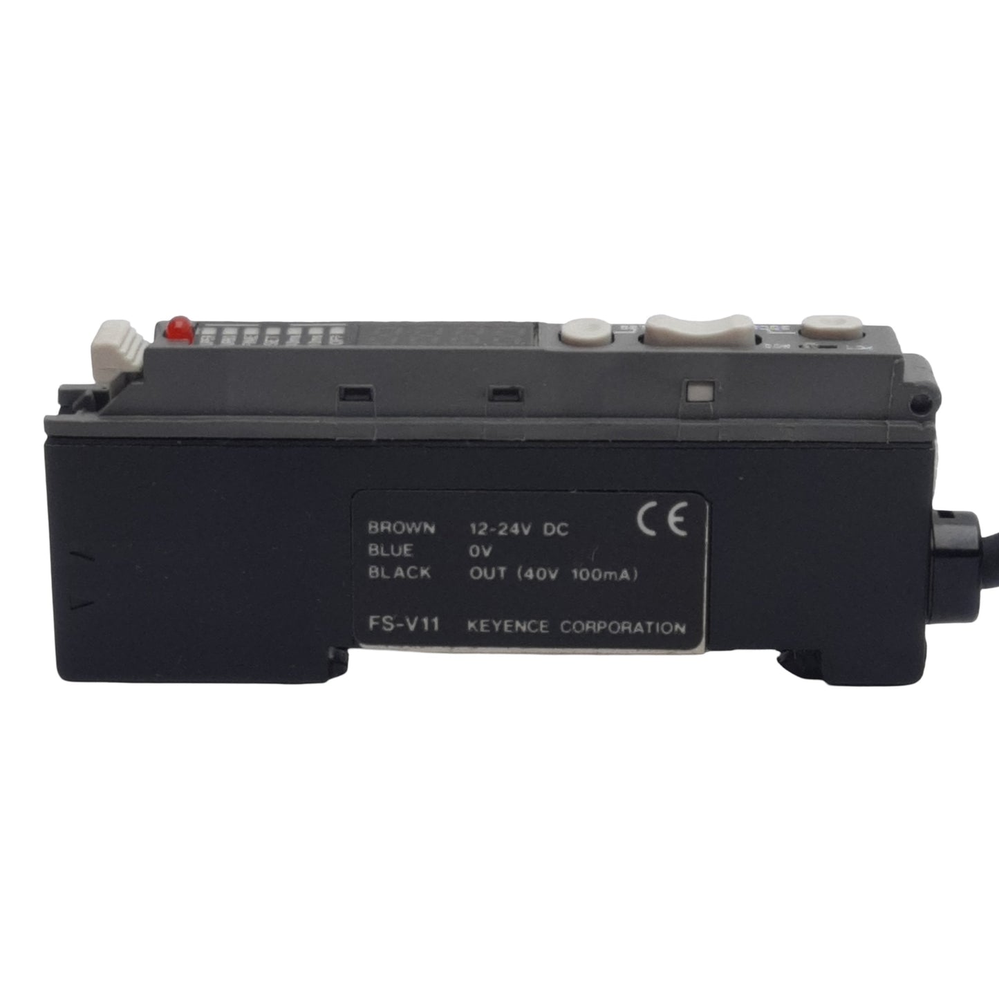 Used Keyence FS-V11 Fiber Optic Sensor Amplifier, NPN, 250µs RT, 12-24VDC 50mA