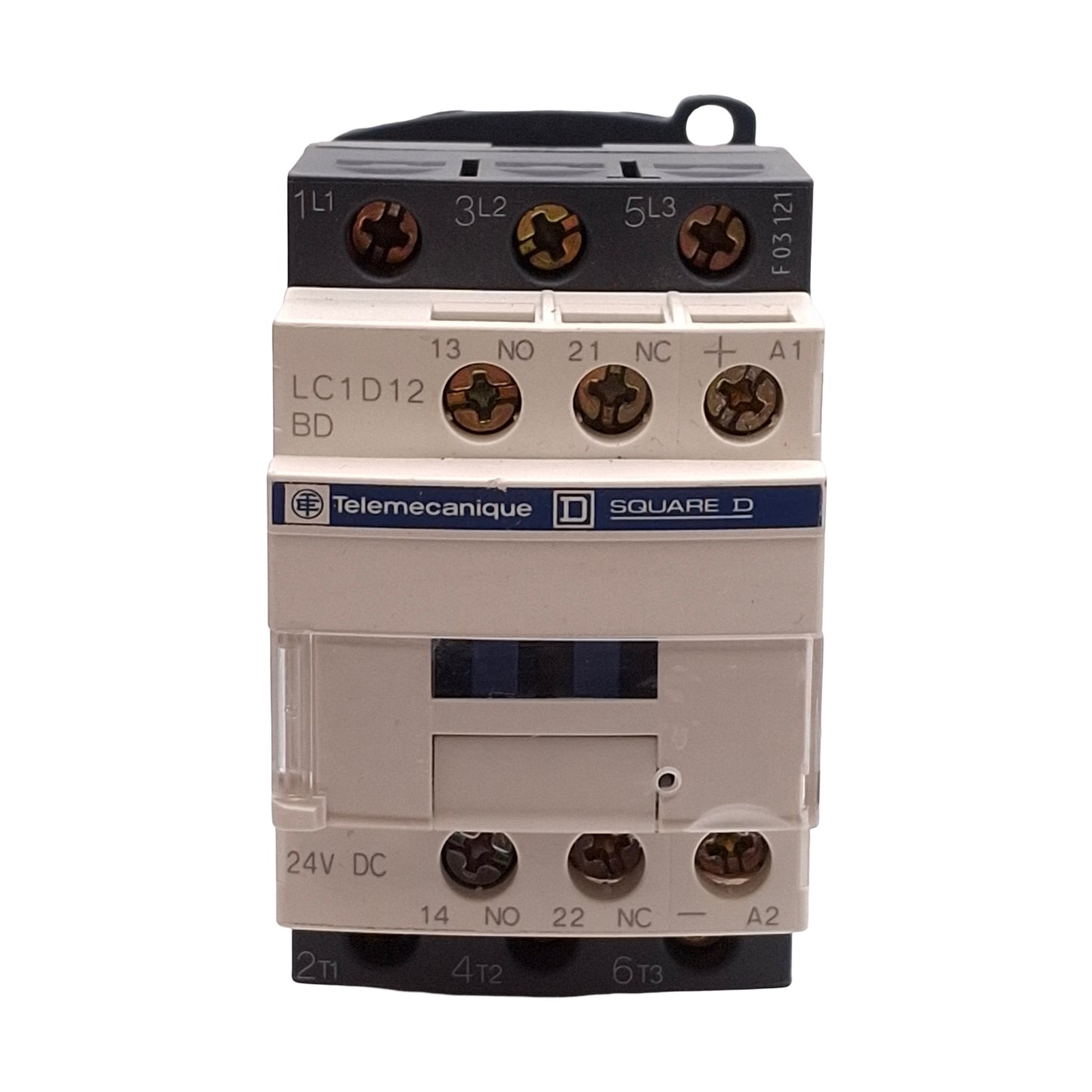 Used Telemecanique LC1D12 BD TeSys Contactor, 3-Pole, 12A, 10HP @ 600VAC, 24VDC Coil