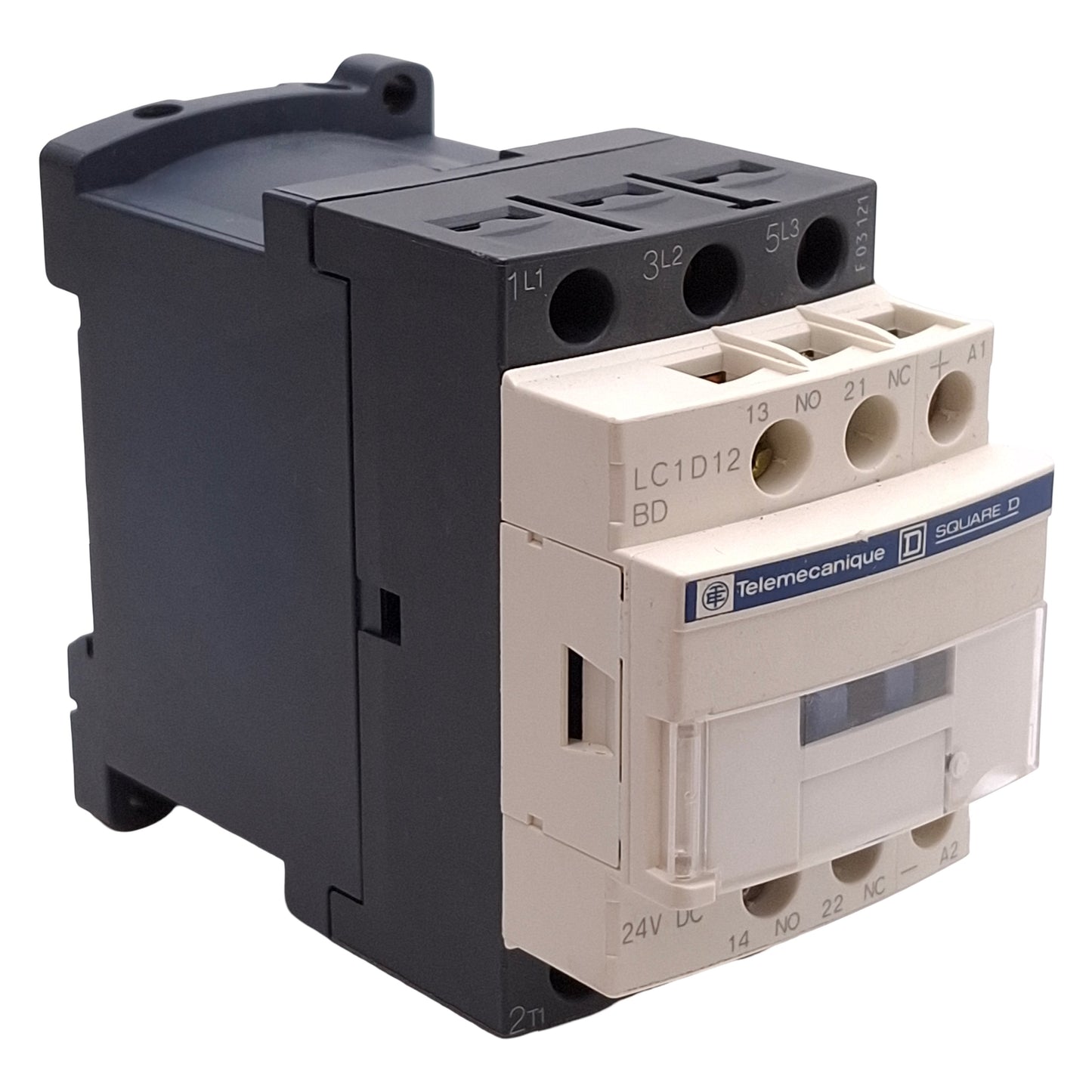 Used Telemecanique LC1D12 BD TeSys Contactor, 3-Pole, 12A, 10HP @ 600VAC, 24VDC Coil