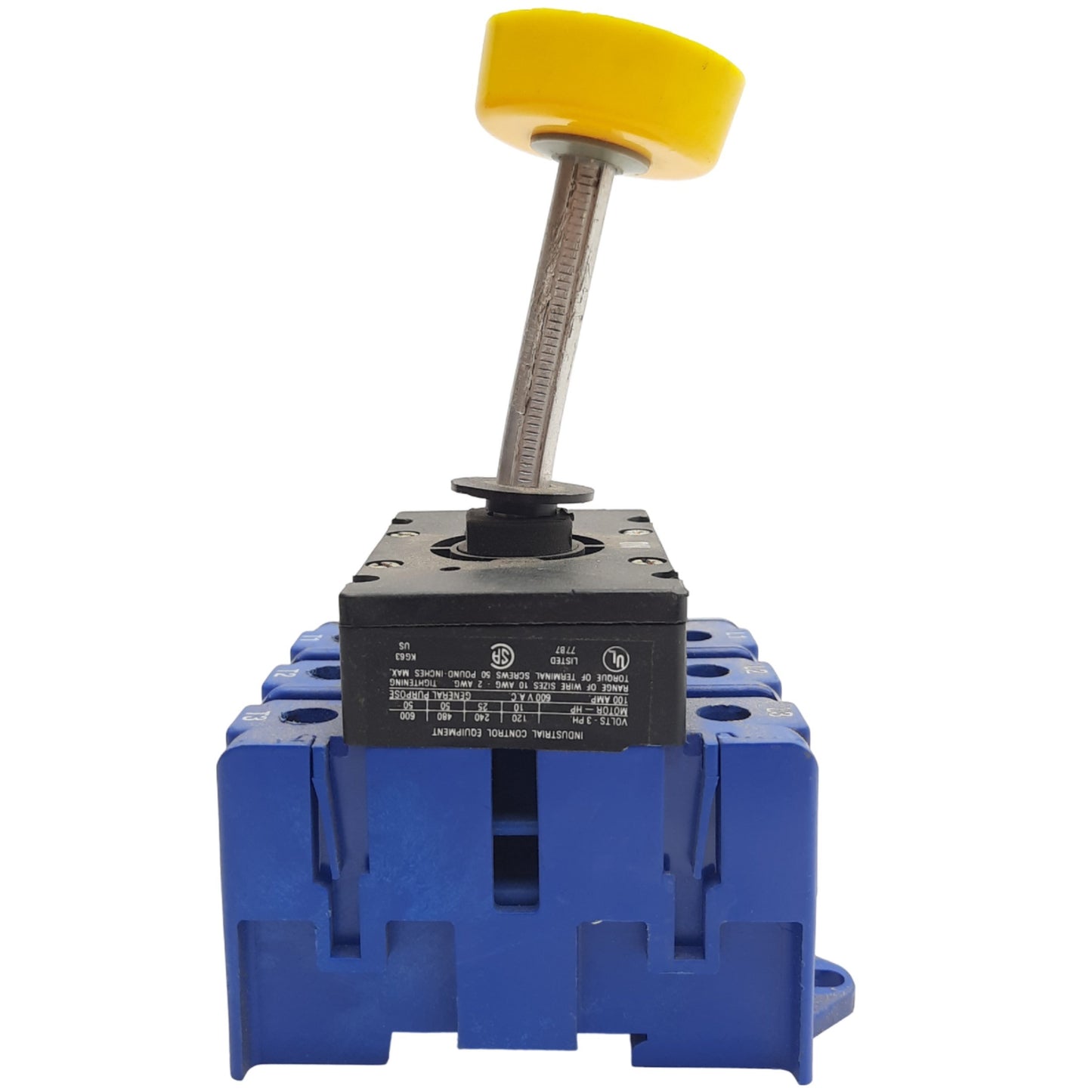 Used Kraus & Naimer KG63 Disconnect Switch 3-Pole, 600VAC, 100A, *Bent Shaft*