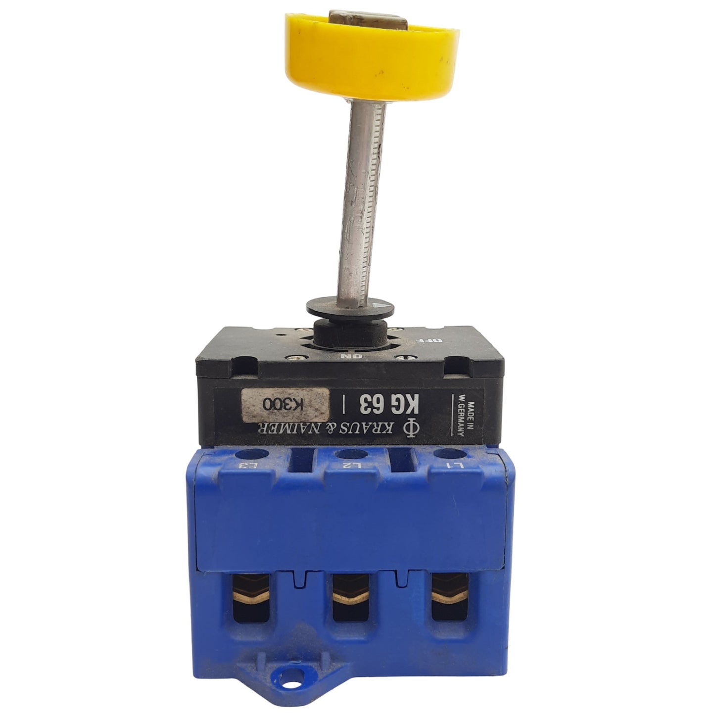 Used Kraus & Naimer KG63 Disconnect Switch 3-Pole, 600VAC, 100A, *Bent Shaft*