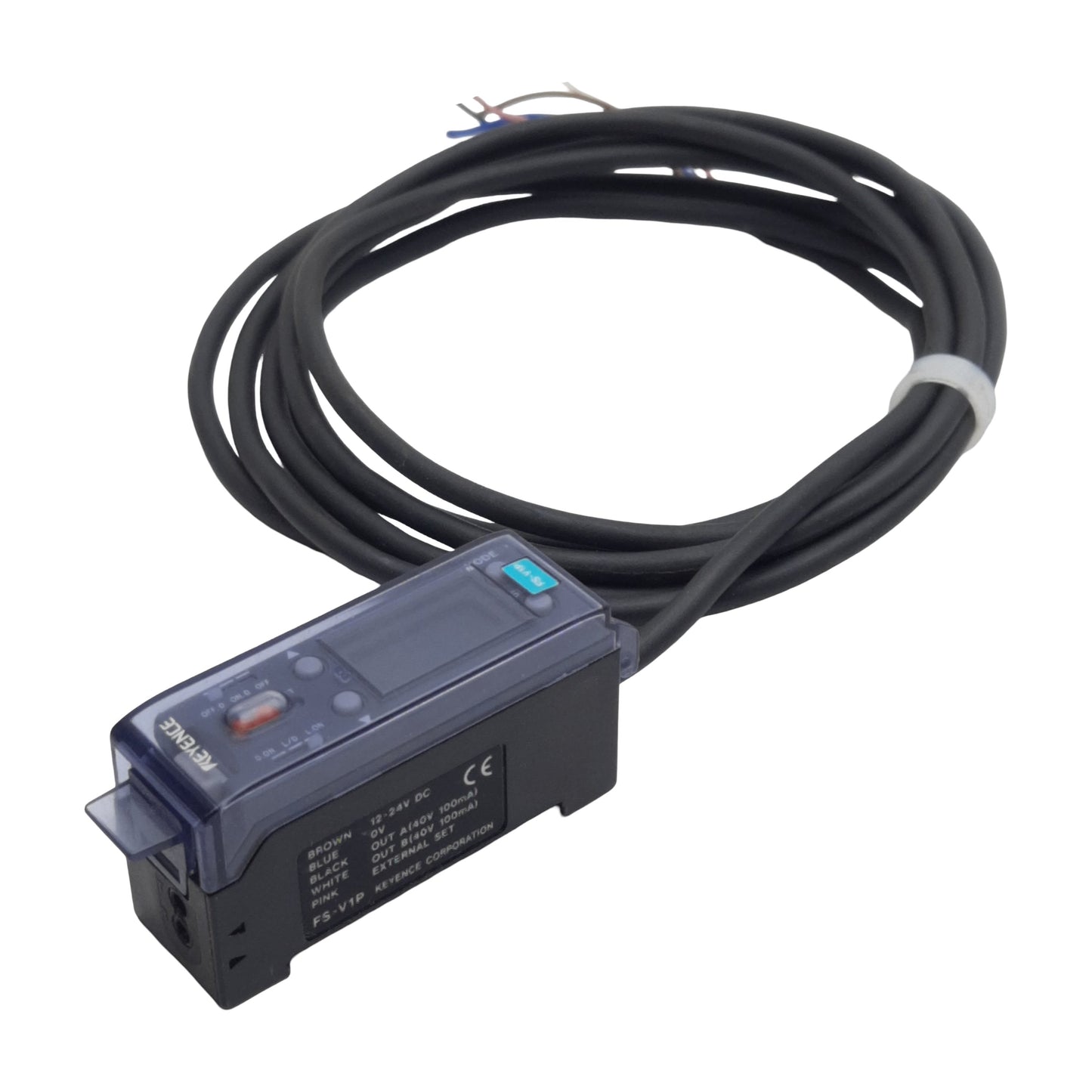 Used Keyence FS-V1P Fiber Optic Sensor Amplifier, PNP, 250µs RT, 12-24VDC 50mA