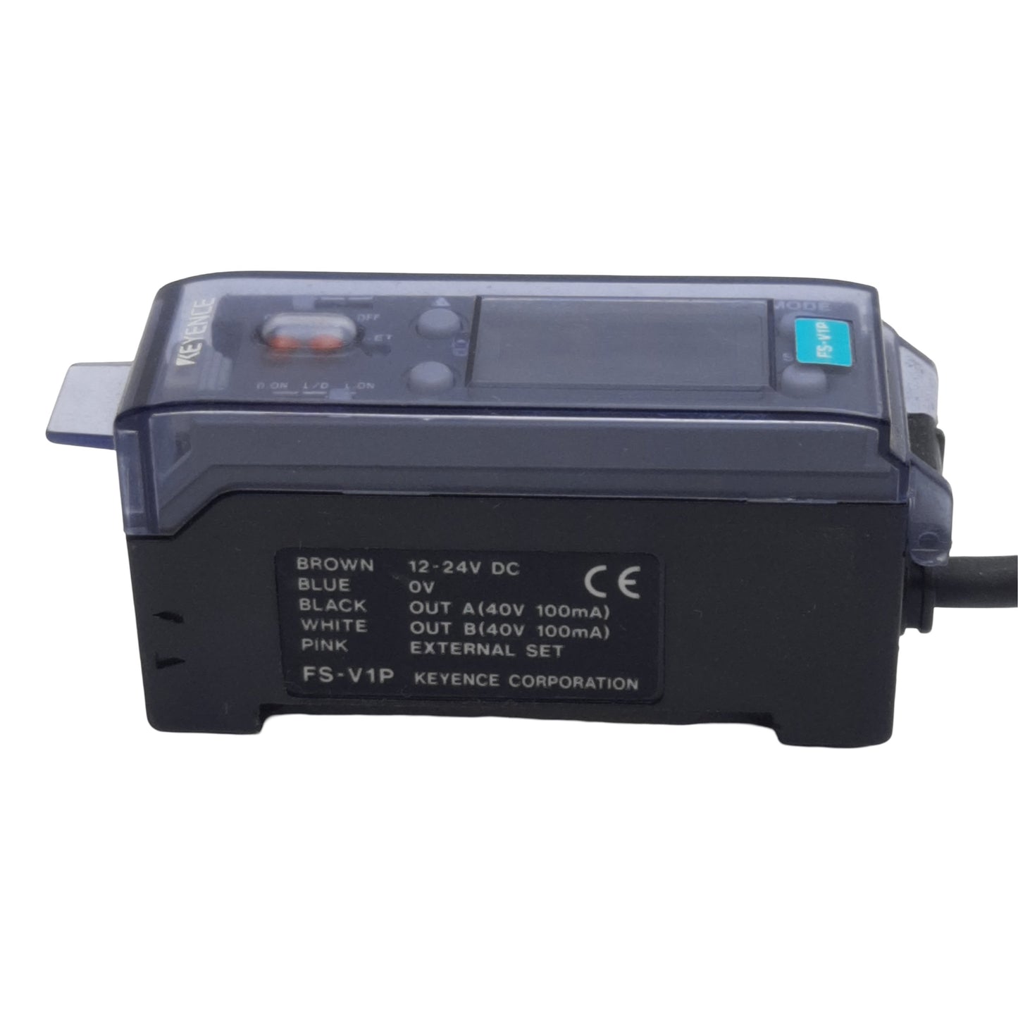Used Keyence FS-V1P Fiber Optic Sensor Amplifier, PNP, 250µs RT, 12-24VDC 50mA