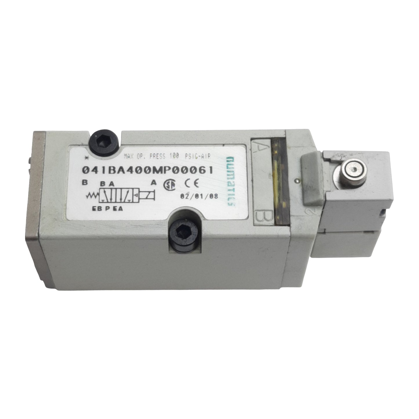 Used Numatics 041BA400MP00061 Solenoid Valve 2/4-Way, 1/8" Valve, 150psig, 24VDC Coil