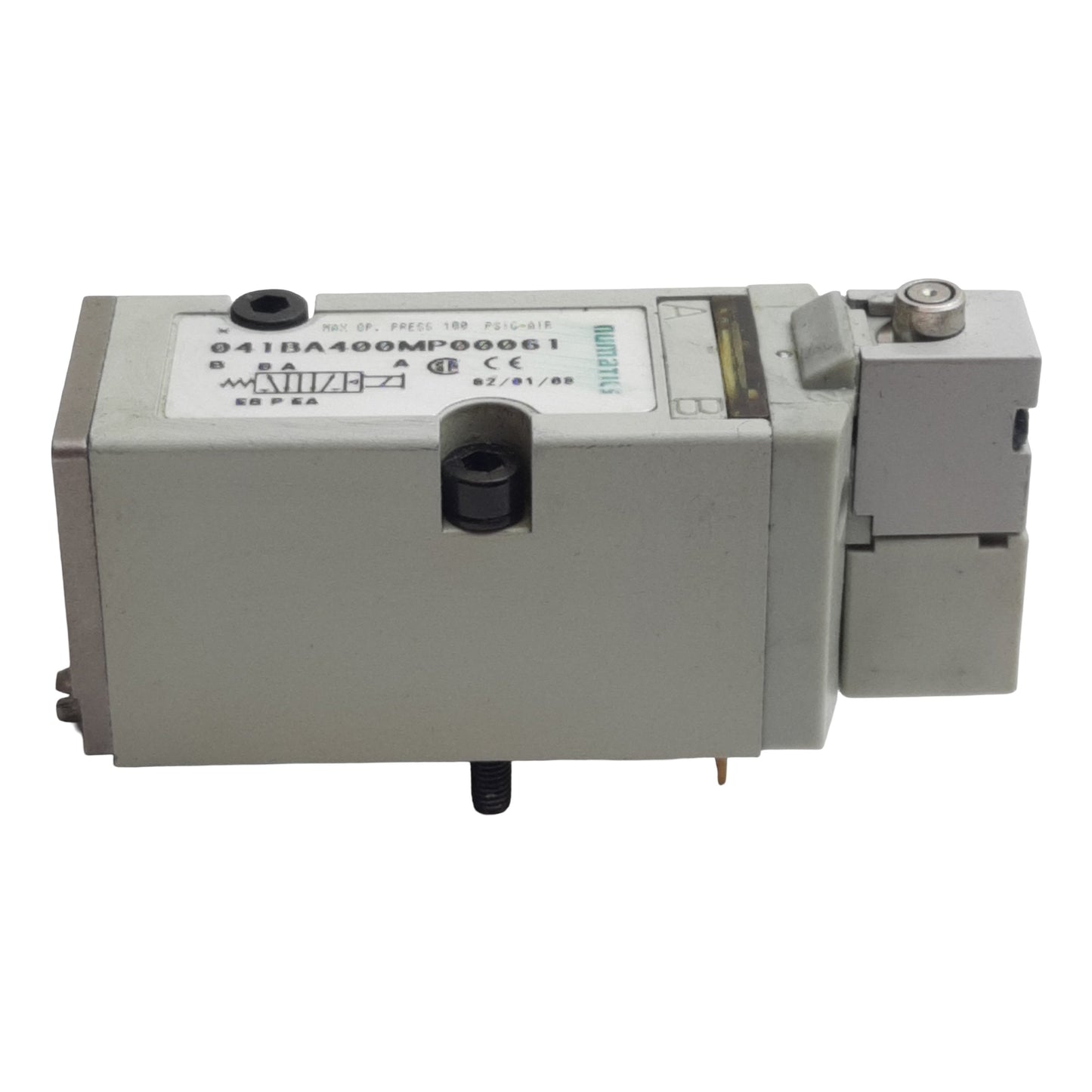 Used Numatics 041BA400MP00061 Solenoid Valve 2/4-Way, 1/8" Valve, 150psig, 24VDC Coil