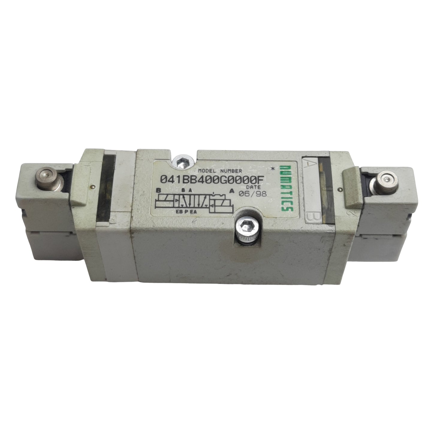 Used Numatics 041BB400G0000F Solenoid Valve 2/4-Way, 1/8in Valve, 150psig, 24VDC Coil
