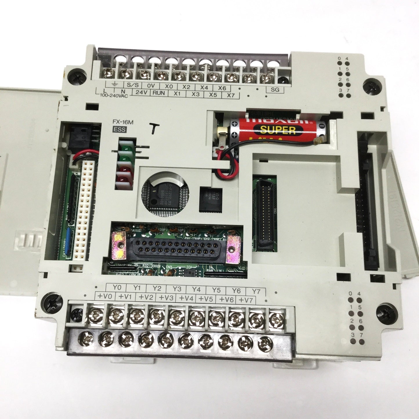 Used Mitsubishi FX-16MT-ESS Melsec PLC CPU, Digital I/O 8x In/8x Out, 100-240VAC