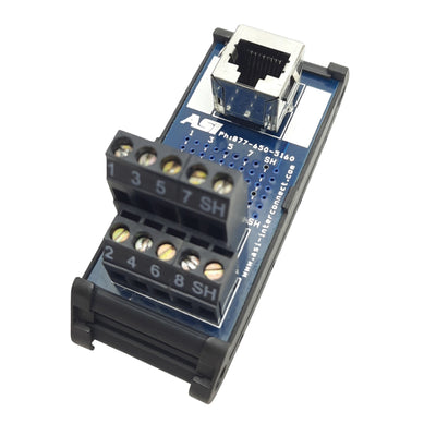 Used ASI IMRJ0845 RJ-45 Ethernet Breakout Board Interface Module, DIN Mount, 8-Wire