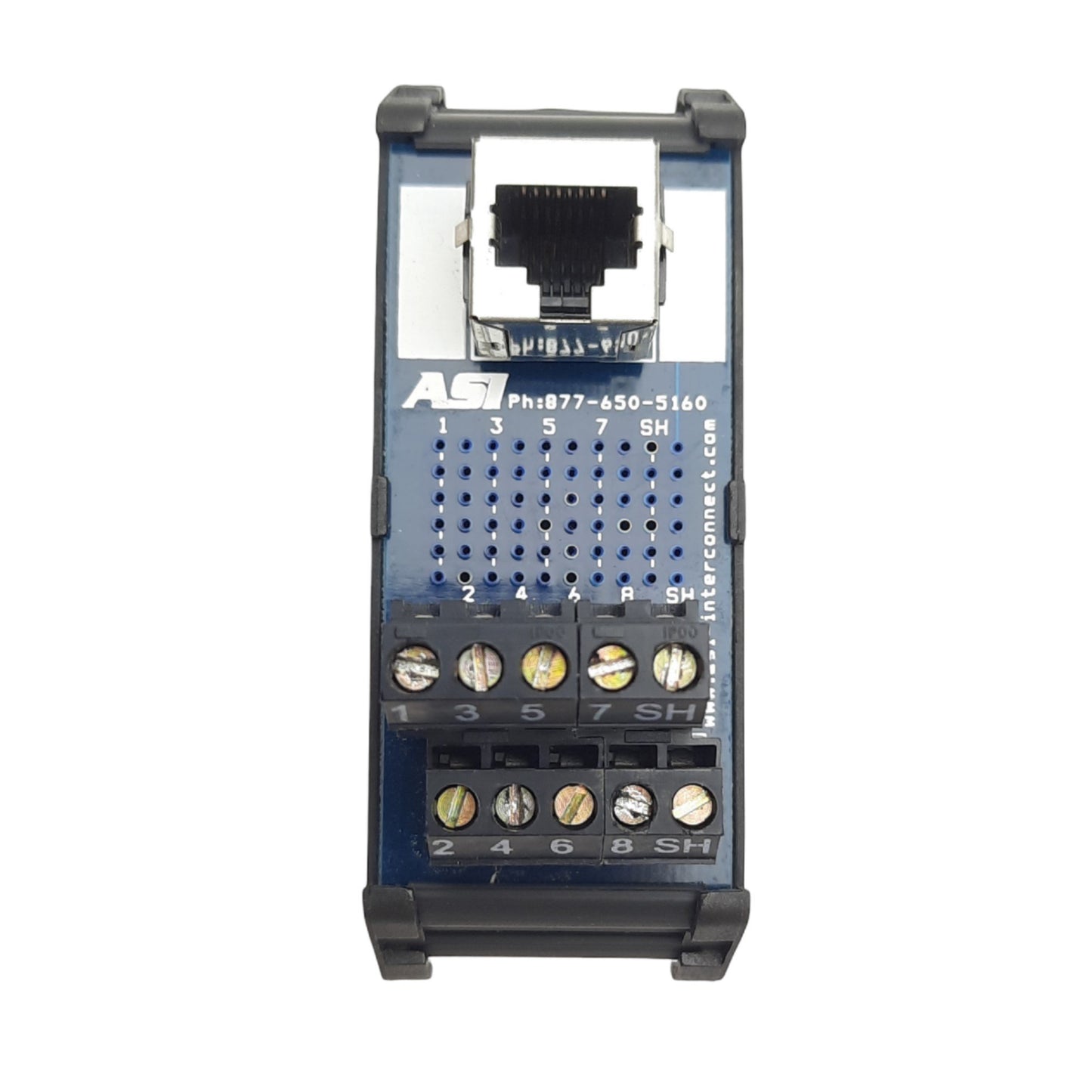 Used ASI IMRJ0845 RJ-45 Ethernet Breakout Board Interface Module, DIN Mount, 8-Wire