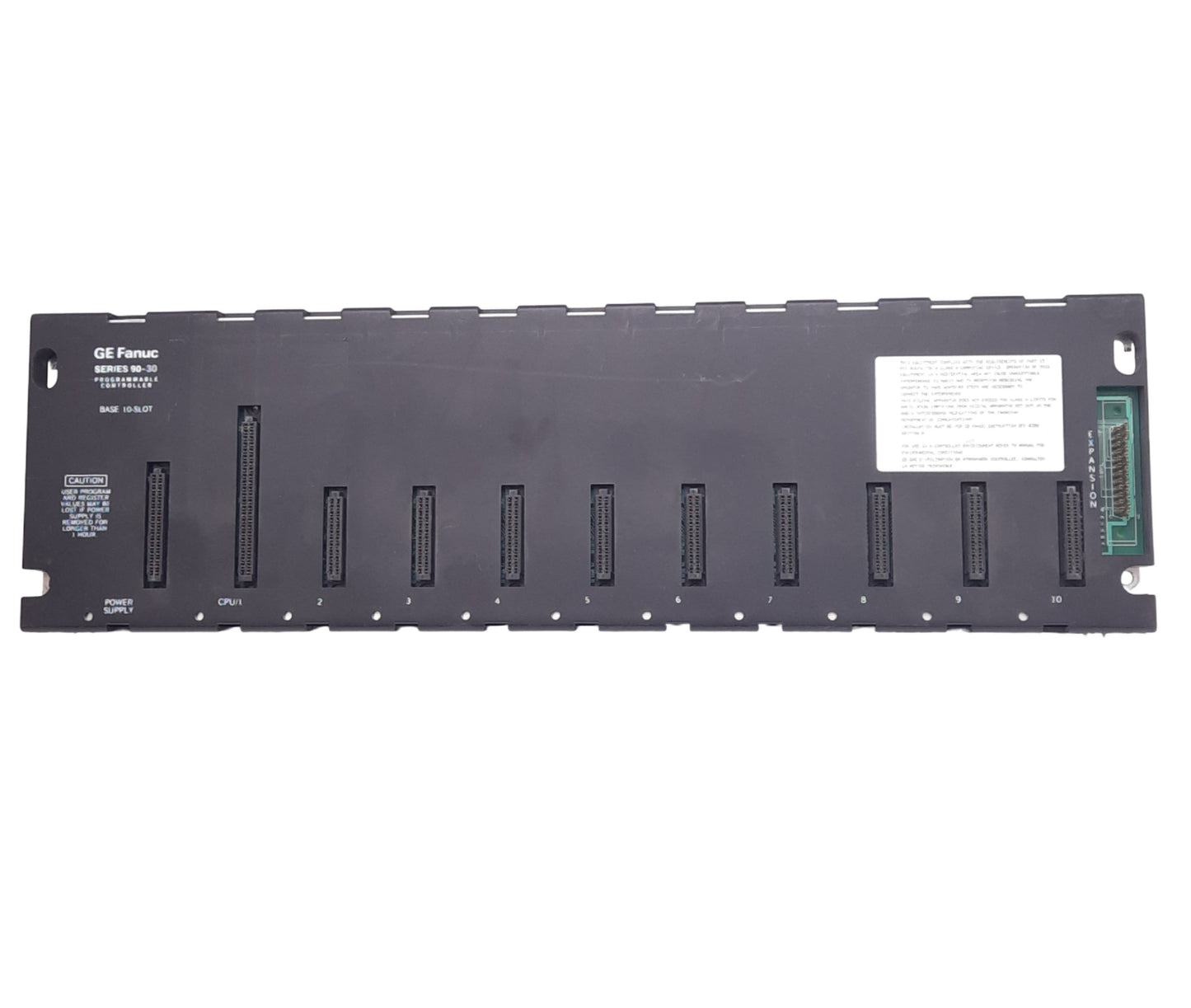 Used GE Fanuc IC693CHS391C Base I/O Rack for 90-30 Series PLC, 10-Slot, 5VDC, DB25F