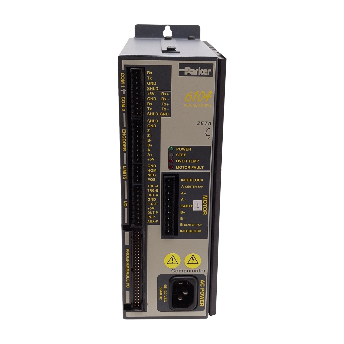 Used Parker ZETA6104 Compumotor Stepper Drive, 1-Axis, 95-132VAC *No V_I/O* *Clips*