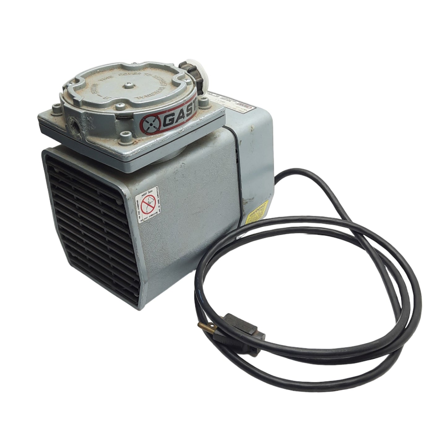 Used Gast DOA-V191-AA Oilless Diaphragm Pump, 60psi, 25.5in/Hg, 1.1CFM, 115VAC