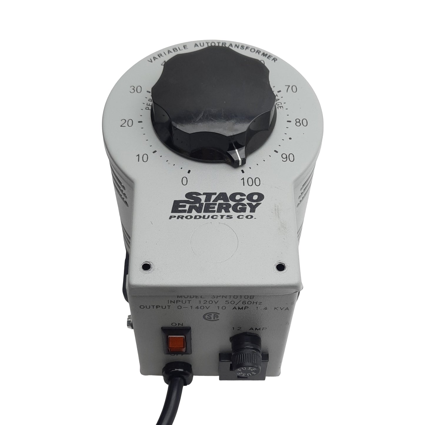 Used Staco Energy 3PN1010B Variable Transformer, 1-PH, 120VAC In, 10A 0-140VAC Out