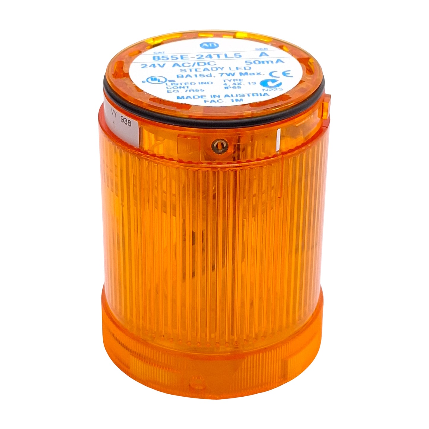 Used Allen Bradley 855E-24TL5 Steady LED Stack Light Module, Amber, ø50mm, 24VAC/DC