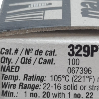 New Lot of 100 Thomas & Betts 329P Twist on Wire Connector 300VAC, 22 to 16 AWG
