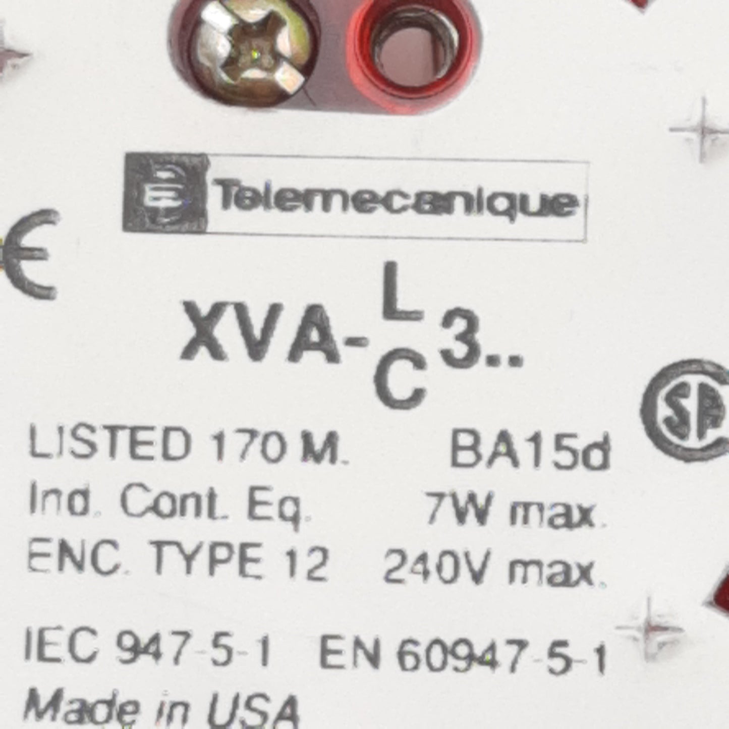 Used Telemecanique XVA-LC3-R Beacon Stack Light, Red, 240VAC 7W Max, ø68mm, *No Bulb*
