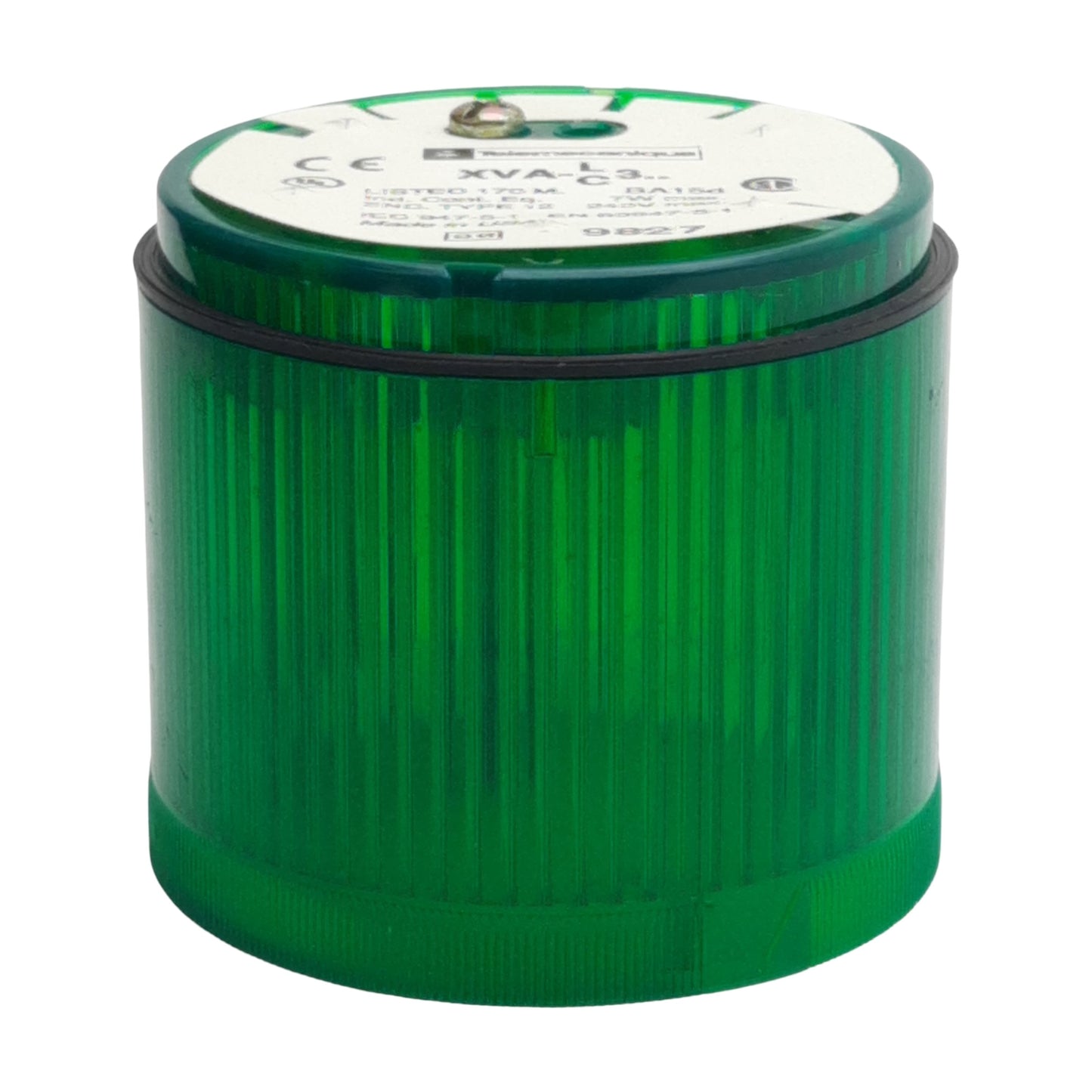 Used Telemecanique XVA-LC3-G Beacon Stack Light Green, 240VAC 7W Max, ø68mm *No Bulb*